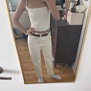Uniqlo White Wide Leg Jeans Short